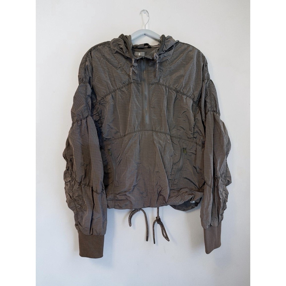 FP Movement Free People Happy Camper Pullover Windbreaker Women's XS Pewter NWT